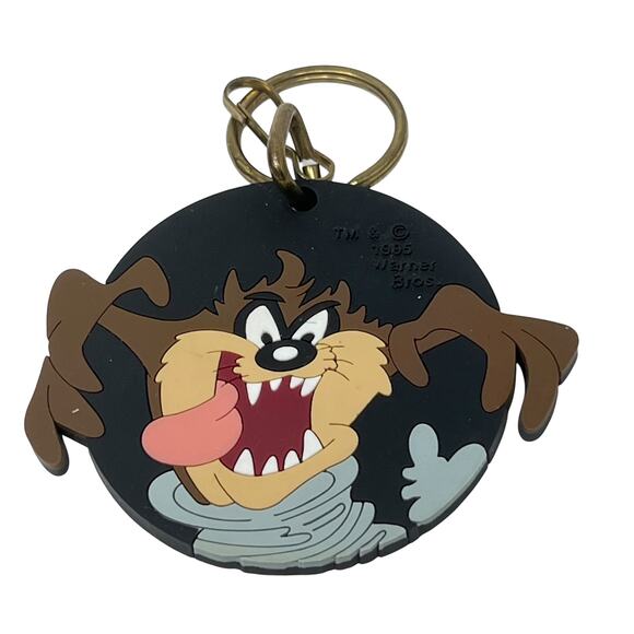 Vintage 1995 TAZ Soft Plastic Keychain Looney Tunes w/ Ring & Clip - Picture 1 of 3